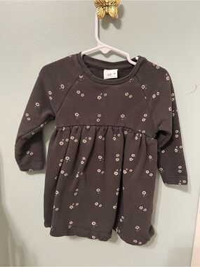 Zara Dark Charcoal Dress with White Floral Print